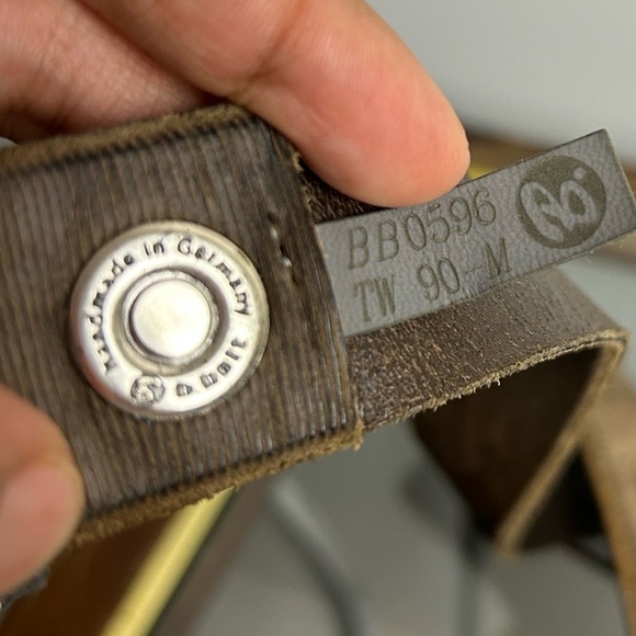 Y2k B.Belt Trim 90cm M Leather Beaded Hand made in Germany Buckle Silver BB0596 - Picture 8 of 13